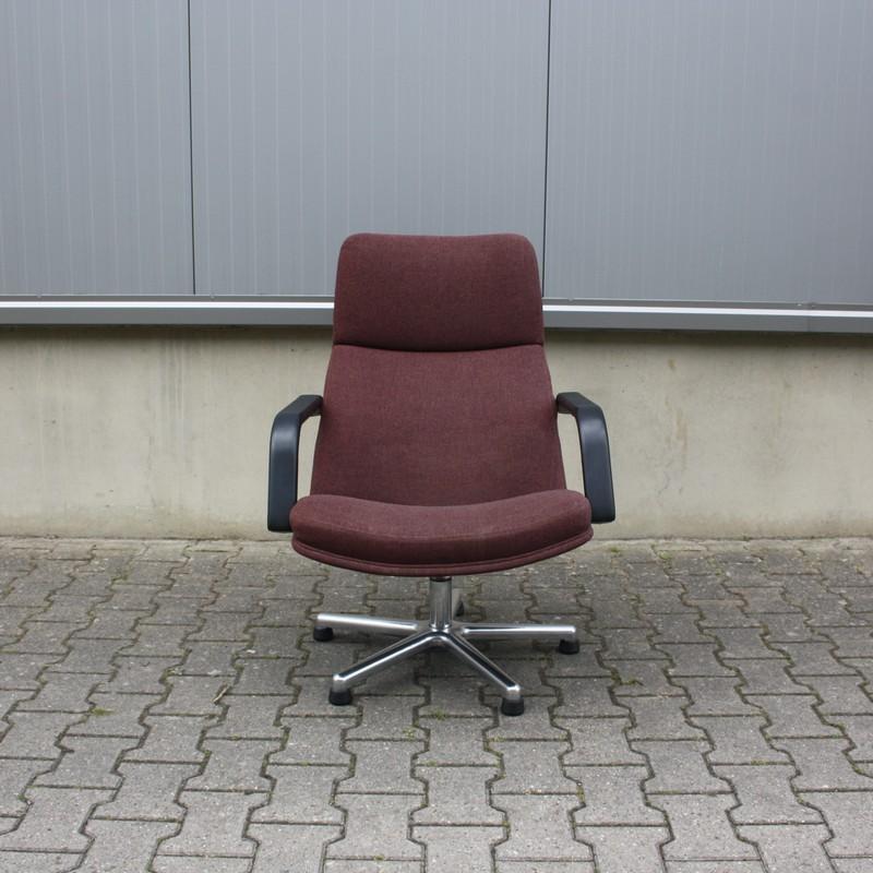 Artifort F154 draaifauteuil | Geoffrey harcourt, Huis en Inrichting, Fauteuils, Gebruikt, Leer, Metaal, Stof, 50 tot 75 cm, 75 tot 100 cm