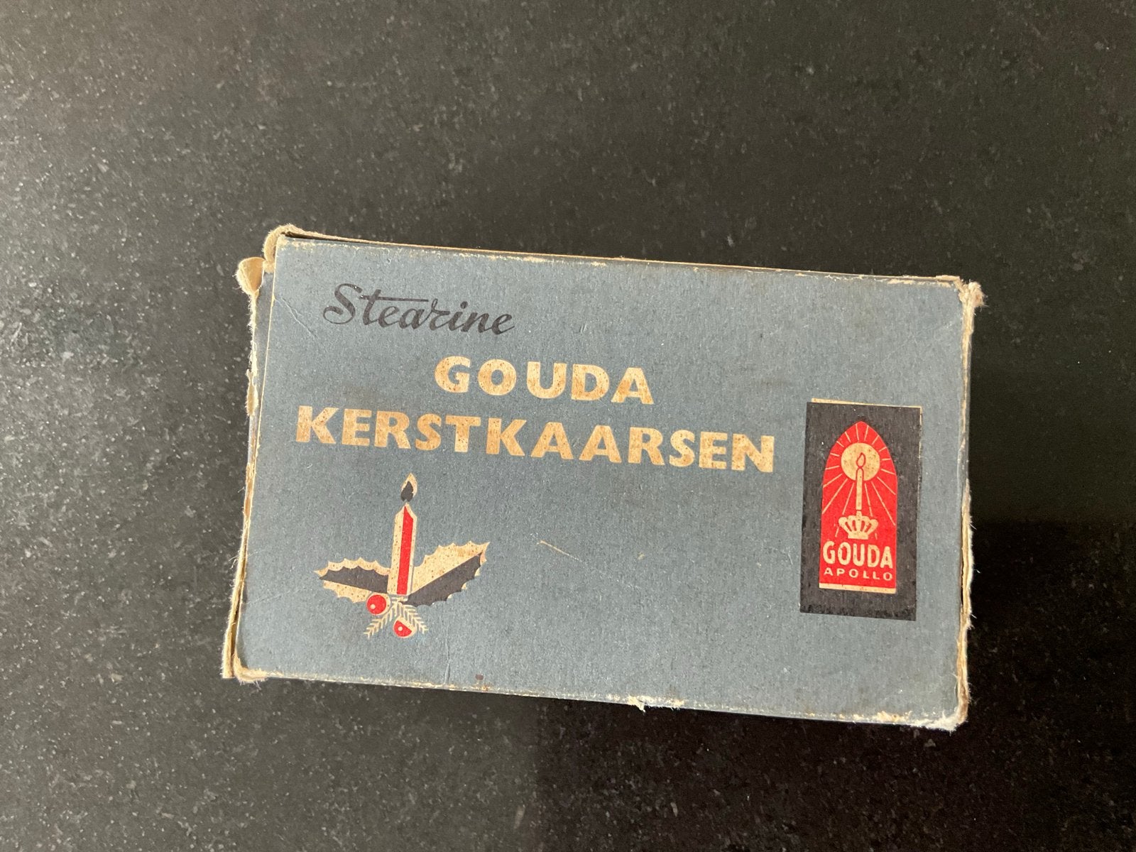 Vintage Gouda Kerstkaarsen - Stearine Apollo, Ophalen, Gebruikt, Overige merken, Geel