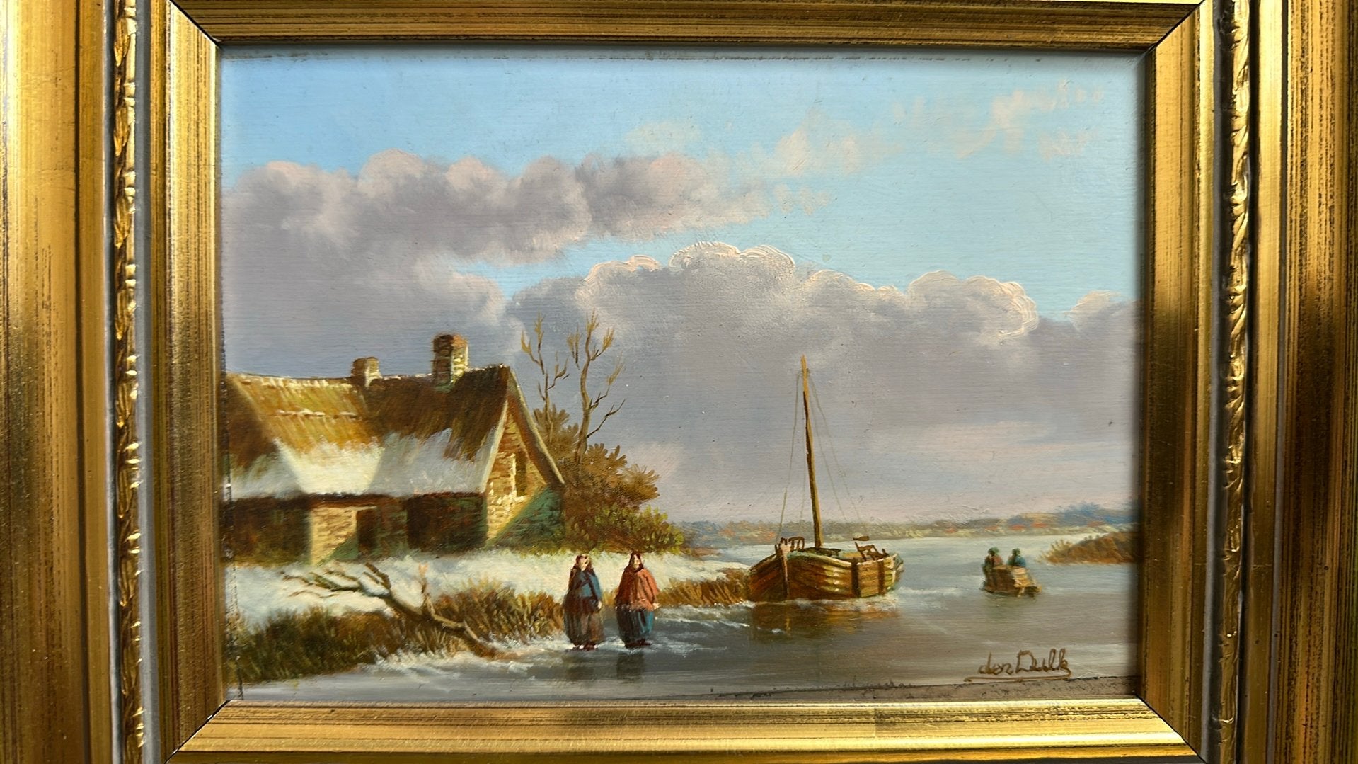Den Dulk / olieverf op paneel, Paneel, Ophalen of Verzenden, Landschap, Olieverf