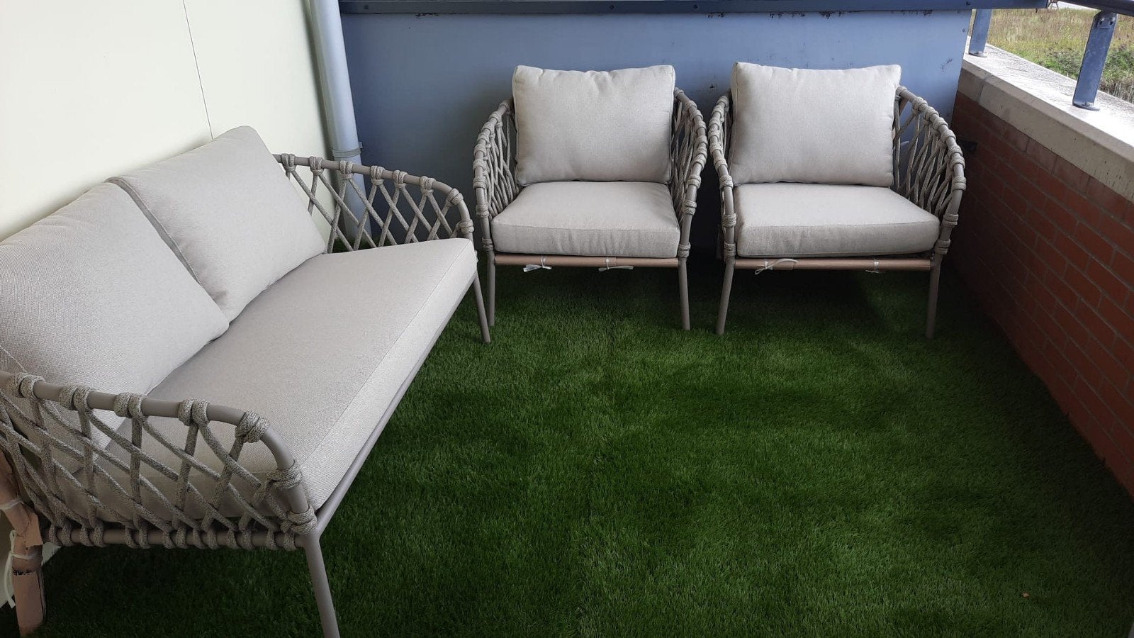 Loungebank en 2 loungestoelen - Zo goed als nieuw, Tuin en Terras, Ophalen, Zo goed als nieuw, Loungeset, Bank