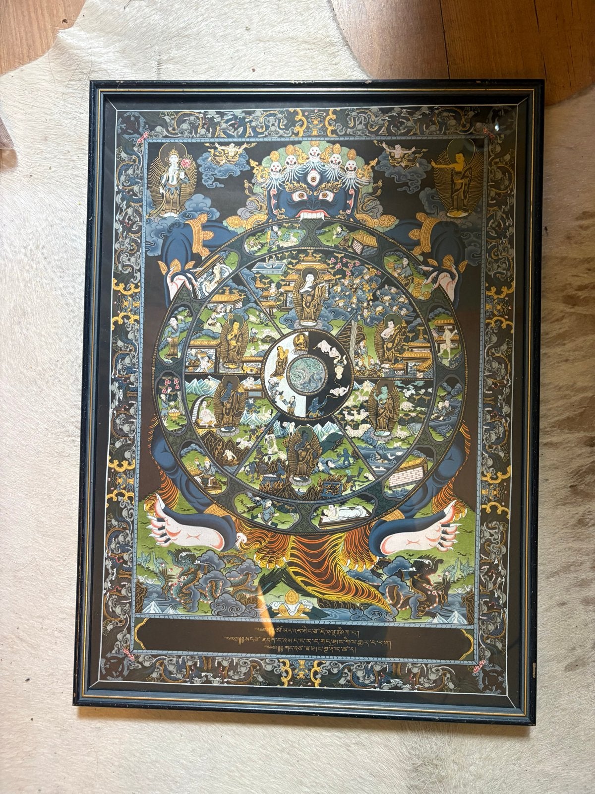 Levenswiel Thangka | Handgeschilderde Bhavachakra Kunst, Meerkleurig, Geschilderd, Tibet, Ophalen