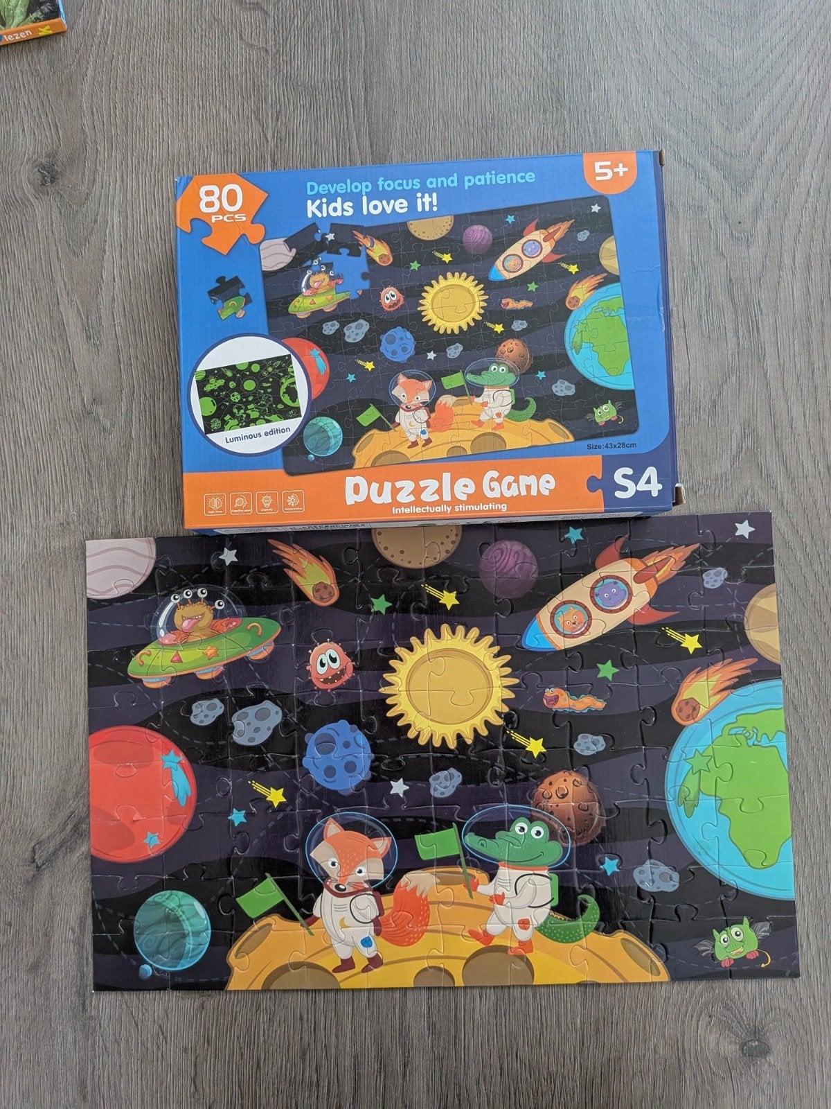 Ruimte puzzel 80 stukjes, Ophalen of Verzenden, Meer dan 50 stukjes, Zo goed als nieuw, 4 tot 6 jaar