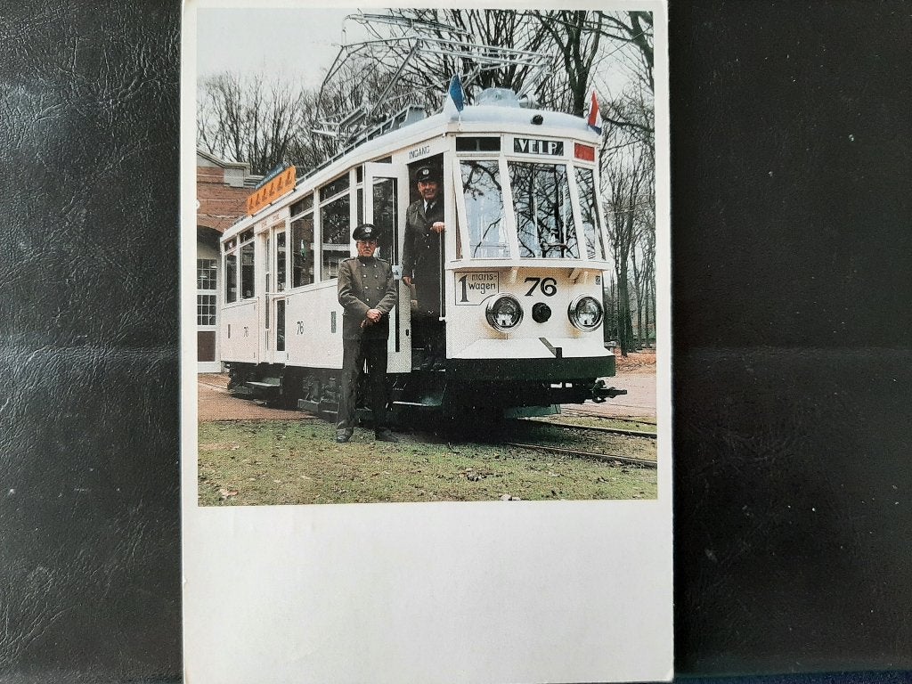 Arnhemse tram, Geta 76 met conducteur en wagenvoerder, gelop, Verzenden, Gebruikt, Tram, Kaart of Prent