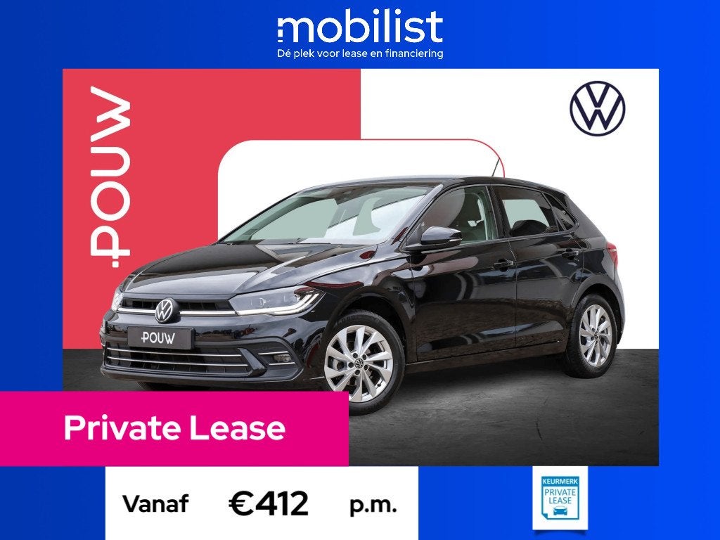 Volkswagen Polo 1.0 TSI 95pk Style (bj 2022), Private lease, Gebruikt, 1072 kg, Bedrijf