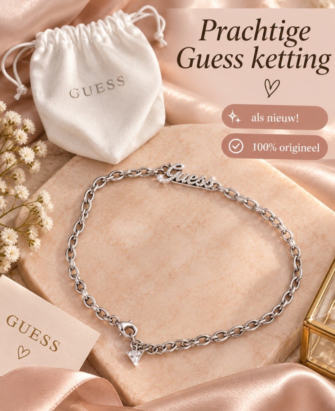 Guess ketting – als nieuw! Elegante halsketting, Ophalen of Verzenden, Zo goed als nieuw, Zilver