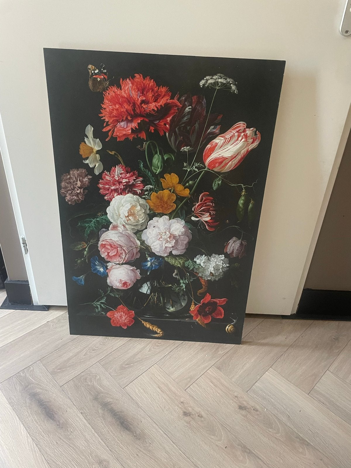 Prachtig Schilderij: Stilleven met Bloemen en Vlinder, Antiek en Kunst, Kunst | Schilderijen | Klassiek, Ophalen, Doek, Stilleven