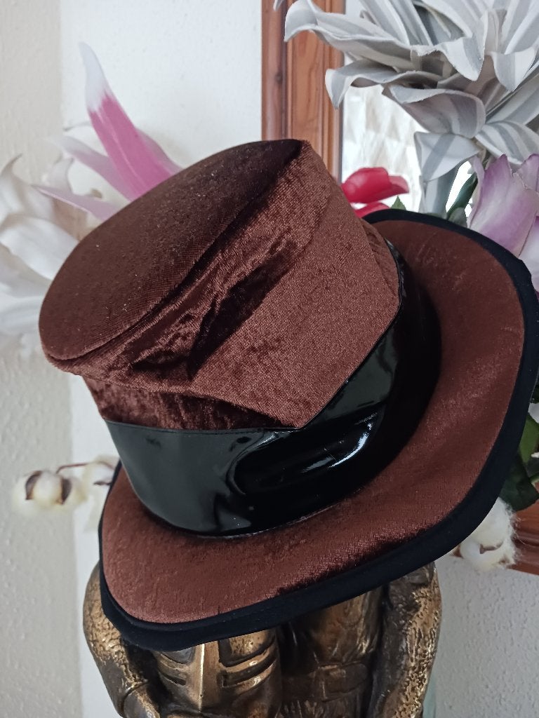 Steampunk hoed bruin, Hobby en Vrije tijd, Ophalen of Verzenden, Zo goed als nieuw, Handschoenen, Hoed of Pet