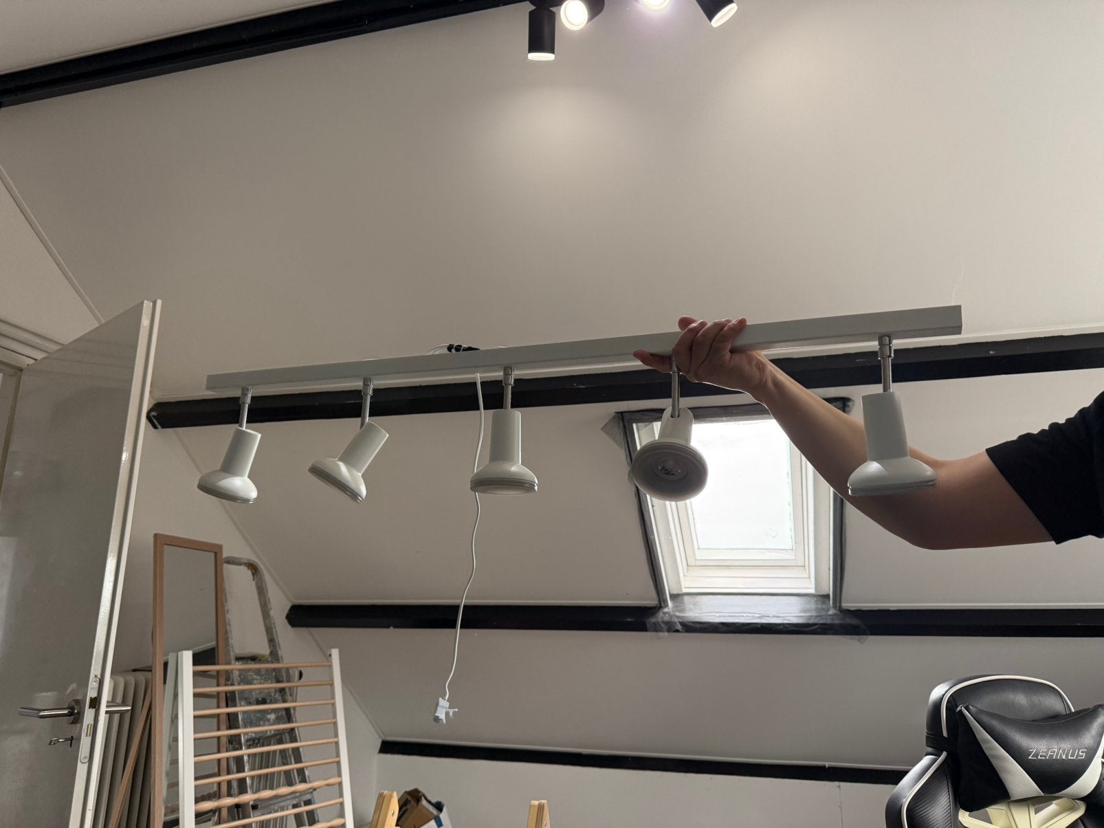 Plafondlamp 5 spotlichten (ikea stratosfär), Huis en Inrichting, Ophalen, Zo goed als nieuw