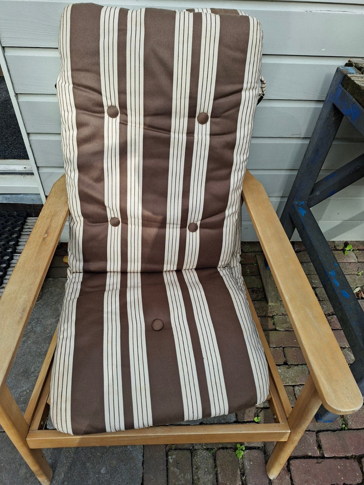 2 Vintage Tuinkussens - Bruin gestreept, Ophalen of Verzenden, Gebruikt