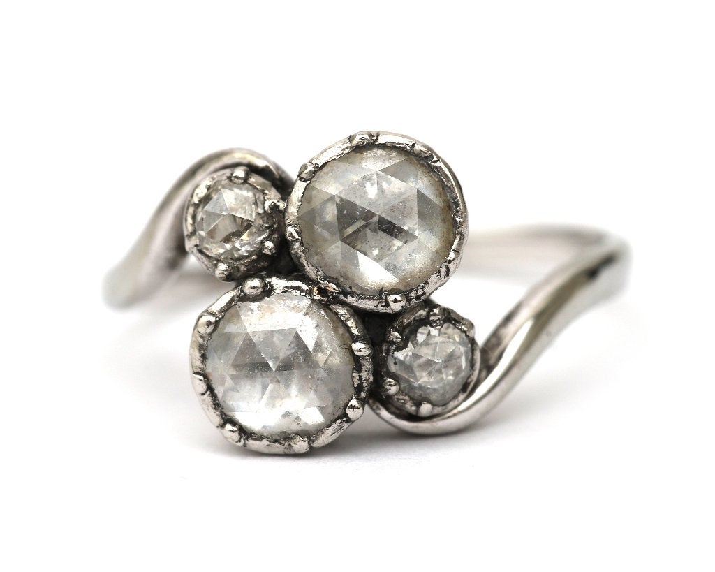 Antiek tot et moi roosdiamant ring lees beschrijving, Ophalen, Goud, Ring, Met edelsteen
