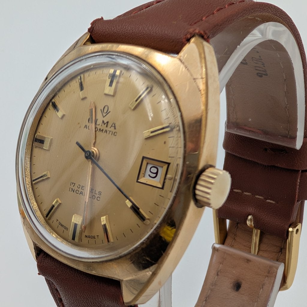 Olma vintage 17 jewels automatisch dress horloge 34mm Gplate, Swatch, Zo goed als nieuw, https://www.swatch.com/nl-nl/contact.html