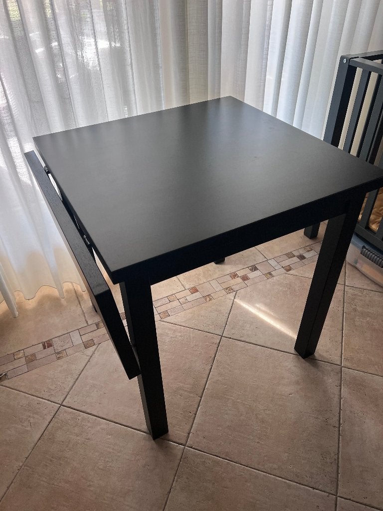 tafel zwart Ikea met handige extra zijkant verlenging Elst U, Huis en Inrichting, Tafels | Eettafels, Ophalen, 100 tot 150 cm
