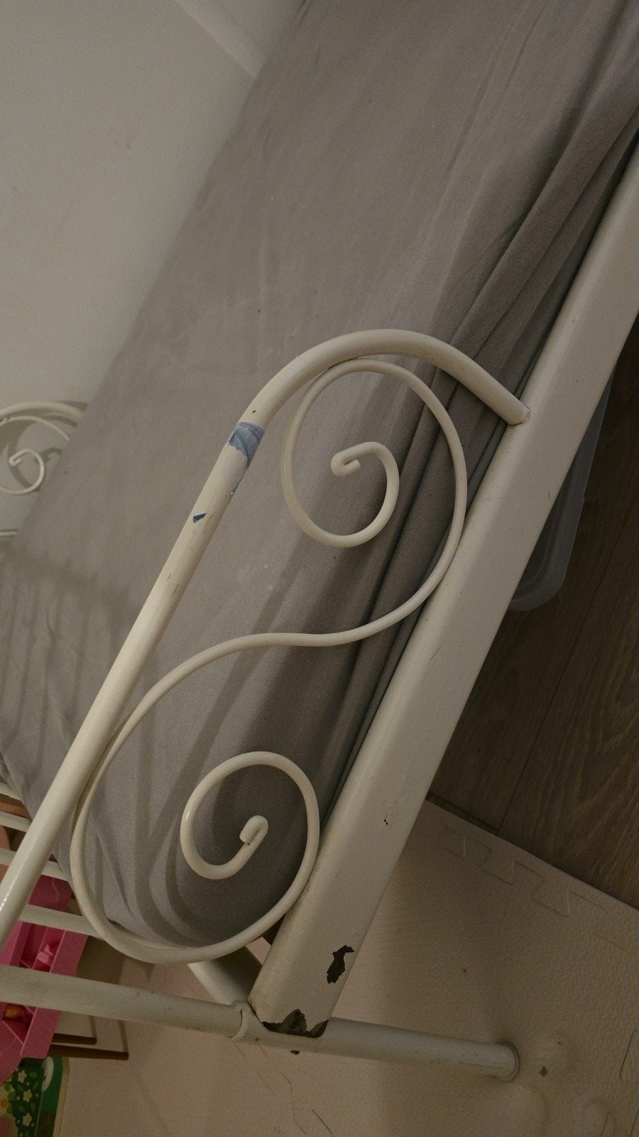 Wit metalen eenpersoonsbed met lattenbodem (IKEA), Gebruikt, Eenpersoons, Wit, Ophalen of Verzenden