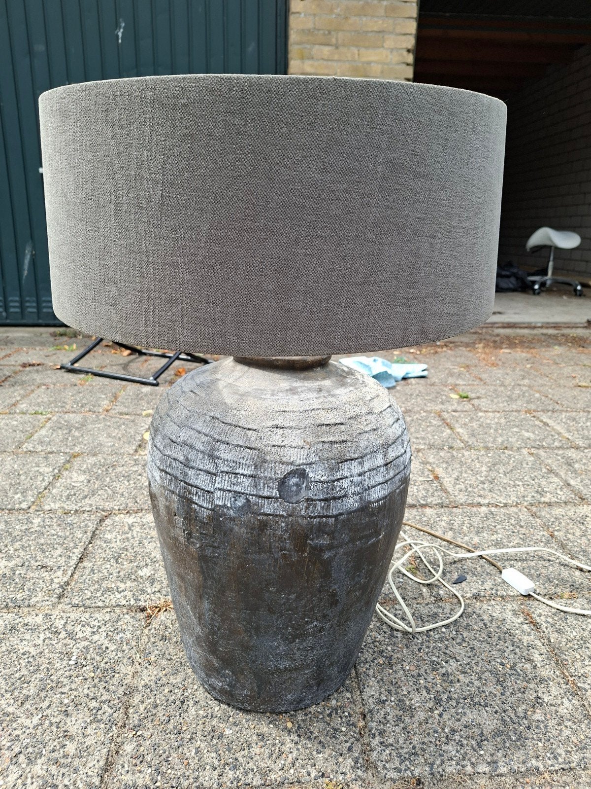 mooi stenen lamp taupe- grijs-bruin tinten steen, Ophalen, Zo goed als nieuw, Bruin, Rond