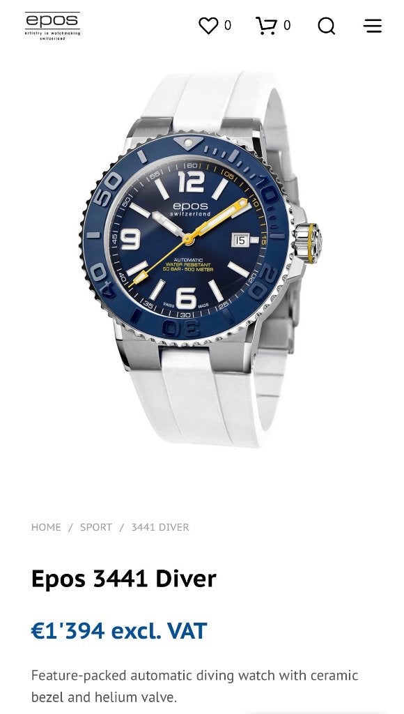 EPOS 3441 duikhorloge, Overige merken, Staal, Verzenden, Polshorloge