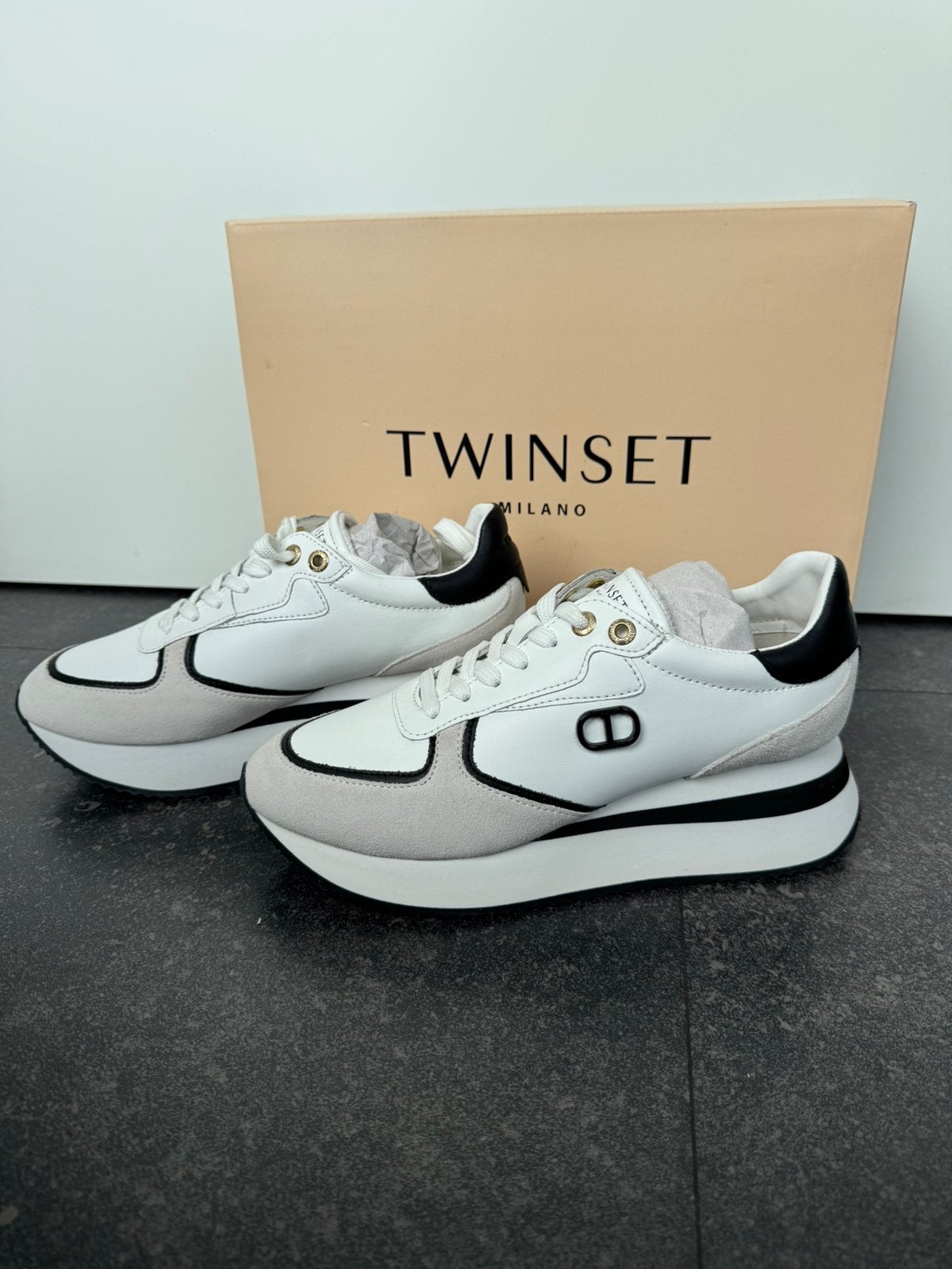 Nieuw! Twinset sneakers mt 40 wit zwart, Wit, Nieuw, Ophalen of Verzenden, Sneakers of Gympen