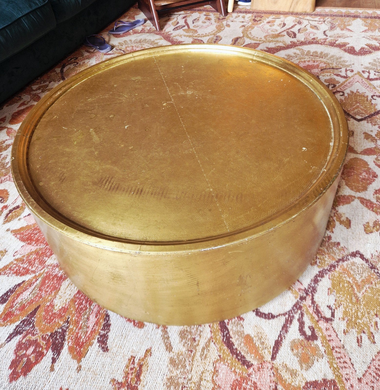 Gouden salontafel, Huis en Inrichting, Tafels | Salontafels, Ophalen, Rond, 50 tot 100 cm, 50 tot 100 cm
