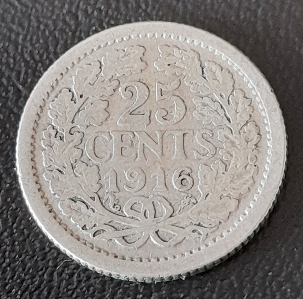 Nederland 25 cent 1916 (lot 3), Postzegels en Munten, Munten | Nederland, Zilver, 25 cent, Ophalen of Verzenden, Koningin Wilhelmina