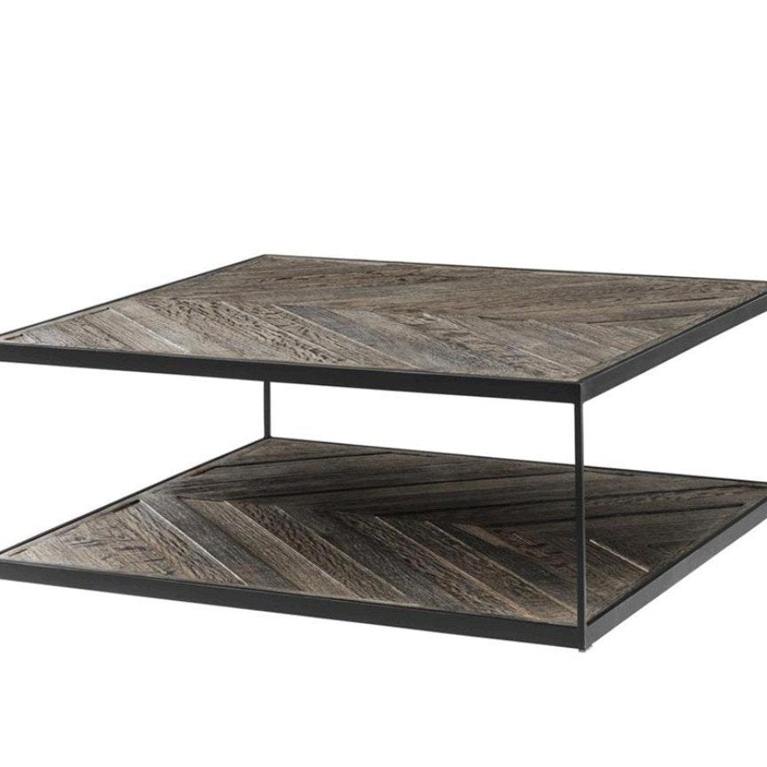 EICHHOLTZ Salontafel La Varenne - Hout & Metaal, Huis en Inrichting, Ophalen, Vierkant, Zo goed als nieuw, Eikenhout