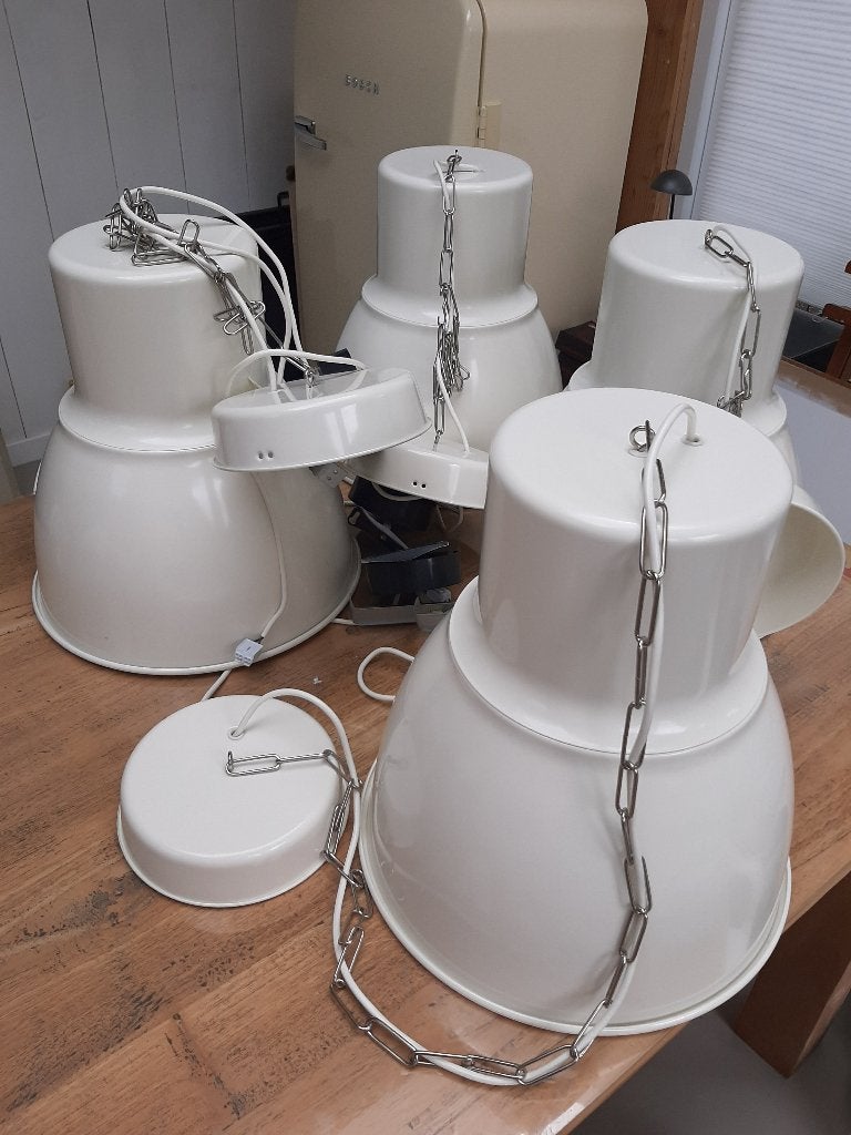 industriële hanglamp Hektar creme / beige (1 tot 4 stuks), Ophalen, Zo goed als nieuw, Metaal, Industrieel