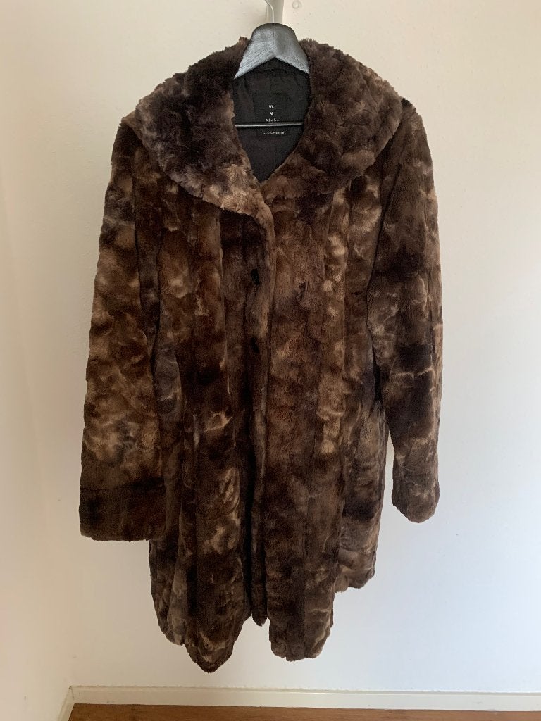 Fake fur jas Etage maat XL, Kleding | Dames, Bruin, Verzenden, Zo goed als nieuw, Maat 46/48 (XL) of groter