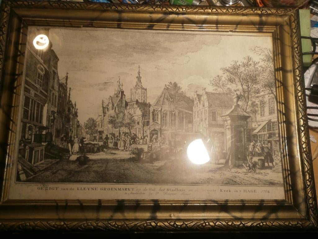 Copy Gravure v/d Groenmarkt in den Haag van Fouquet, Antiek en Kunst, Kunst | Etsen en Gravures, Ophalen of Verzenden, Gravure