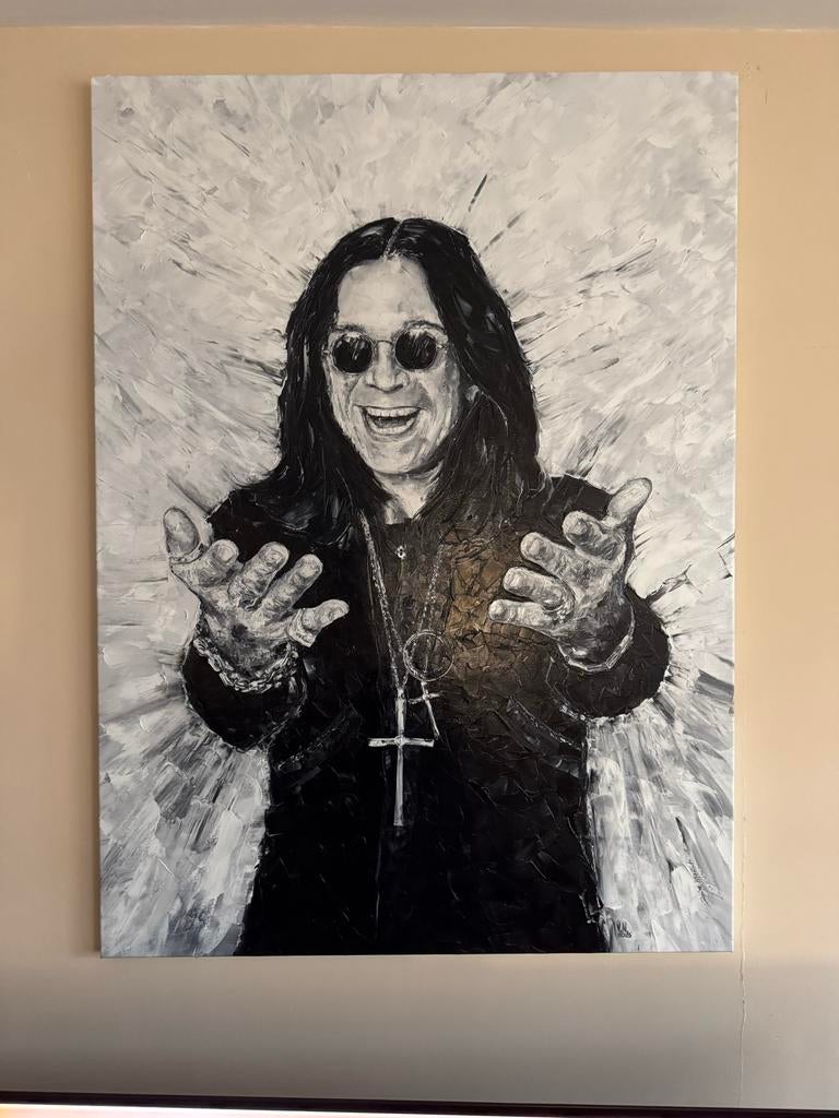 Ozzy Osbourne Olieverf op Canvas - 80x110cm, Ophalen of Verzenden