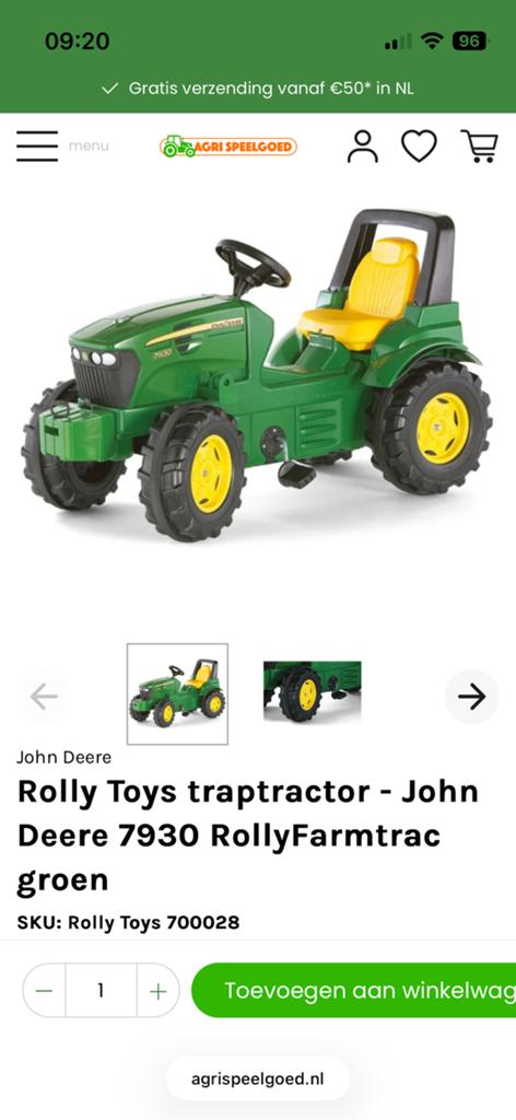 Rolly Toys John Deere traptractor - Zo goed als nieuw, Ophalen, Zo goed als nieuw