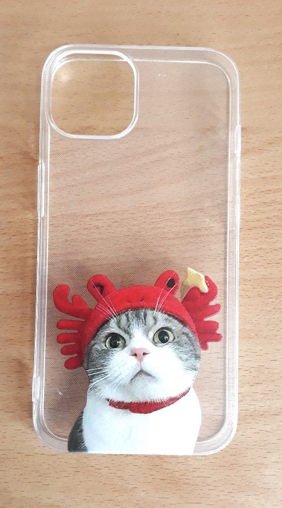 Transparant iPhone 13 hoesje met schattige kat opdruk, Kunststof, IPhone 13, Nieuw, Hoesje of Tasje
