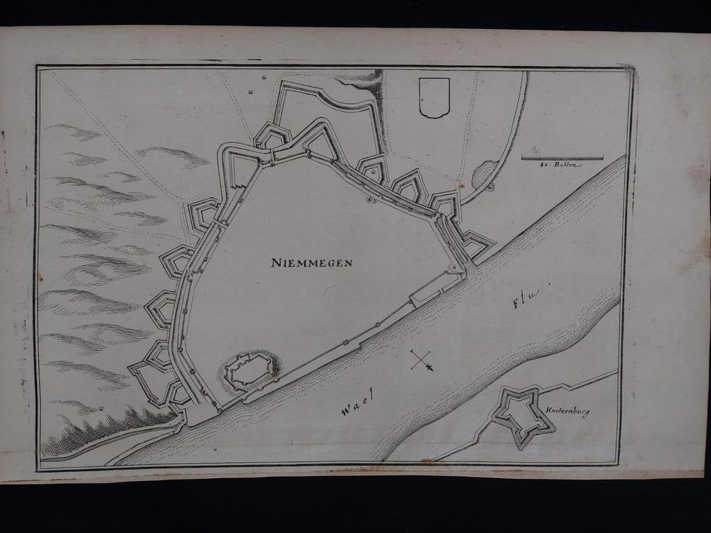 30 / Nijmegen - Niemmegen Gravure uit 1659 van C. Merian, Antiek en Kunst, Ophalen of Verzenden