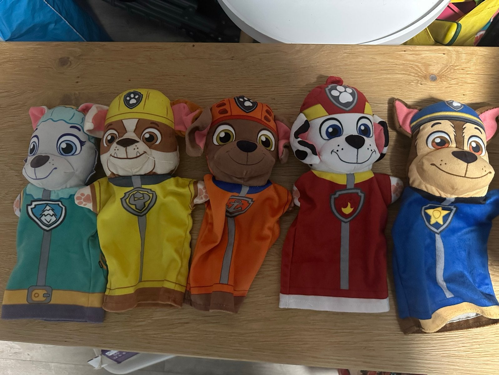 Paw Patrol handpoppen set - 5 stuks, Gebruikt, Overige merken, Meerkleurig, Wasbaar