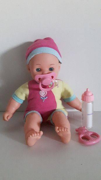 Baby pop babypop met accessoires, speen, fles, bijtring, Kinderen en Baby's, Speelgoed | Poppen, Ophalen of Verzenden, Zo goed als nieuw