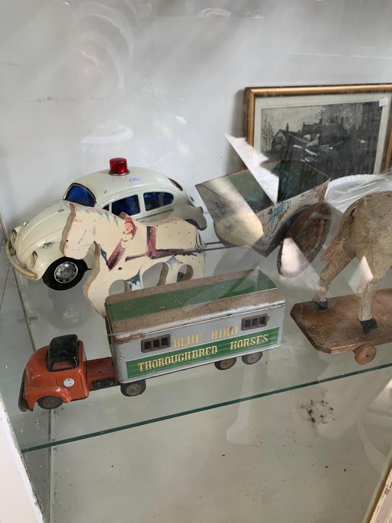 Antiek Speelgoed paarden en vrachtwagen, Antiek en Kunst, Antiek | Speelgoed, Ophalen of Verzenden