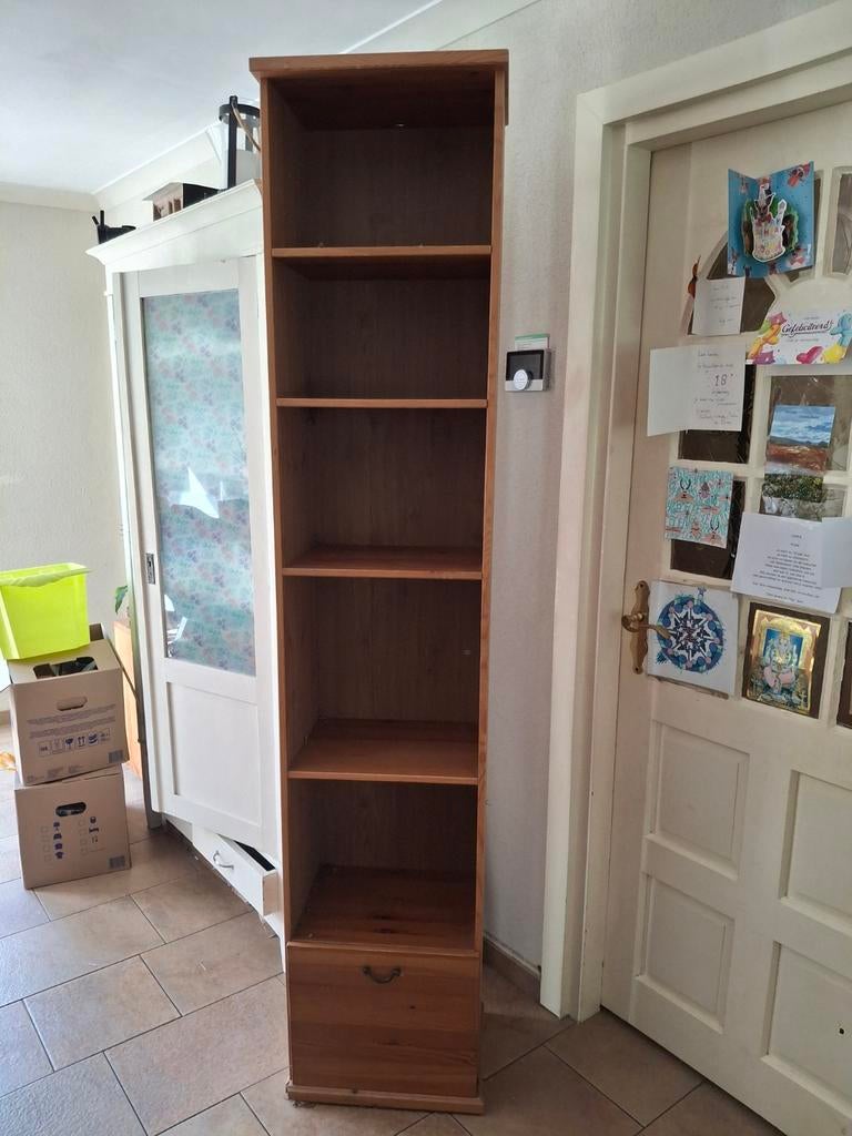 Houten boekenkast met lade - grenen, Ophalen, Met plank(en), Minder dan 50 cm, Gebruikt