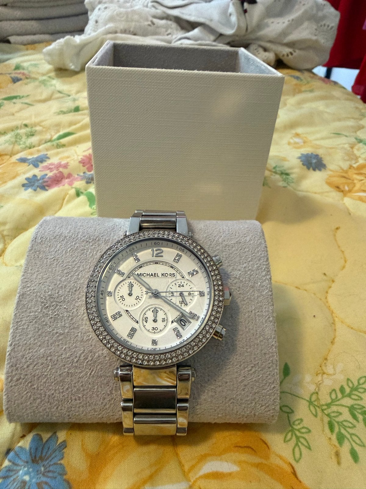 Michael Kors horloge met strass steentjes, Sieraden, Tassen en Uiterlijk, Overige merken, Staal, Polshorloge, Ophalen of Verzenden