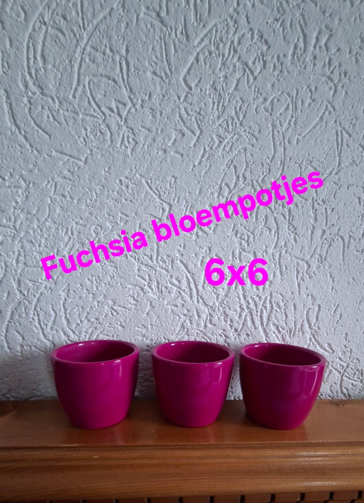 3 kleine Fuchsia bloempotjes, Ophalen, Rond, Nieuw, Aardewerk
