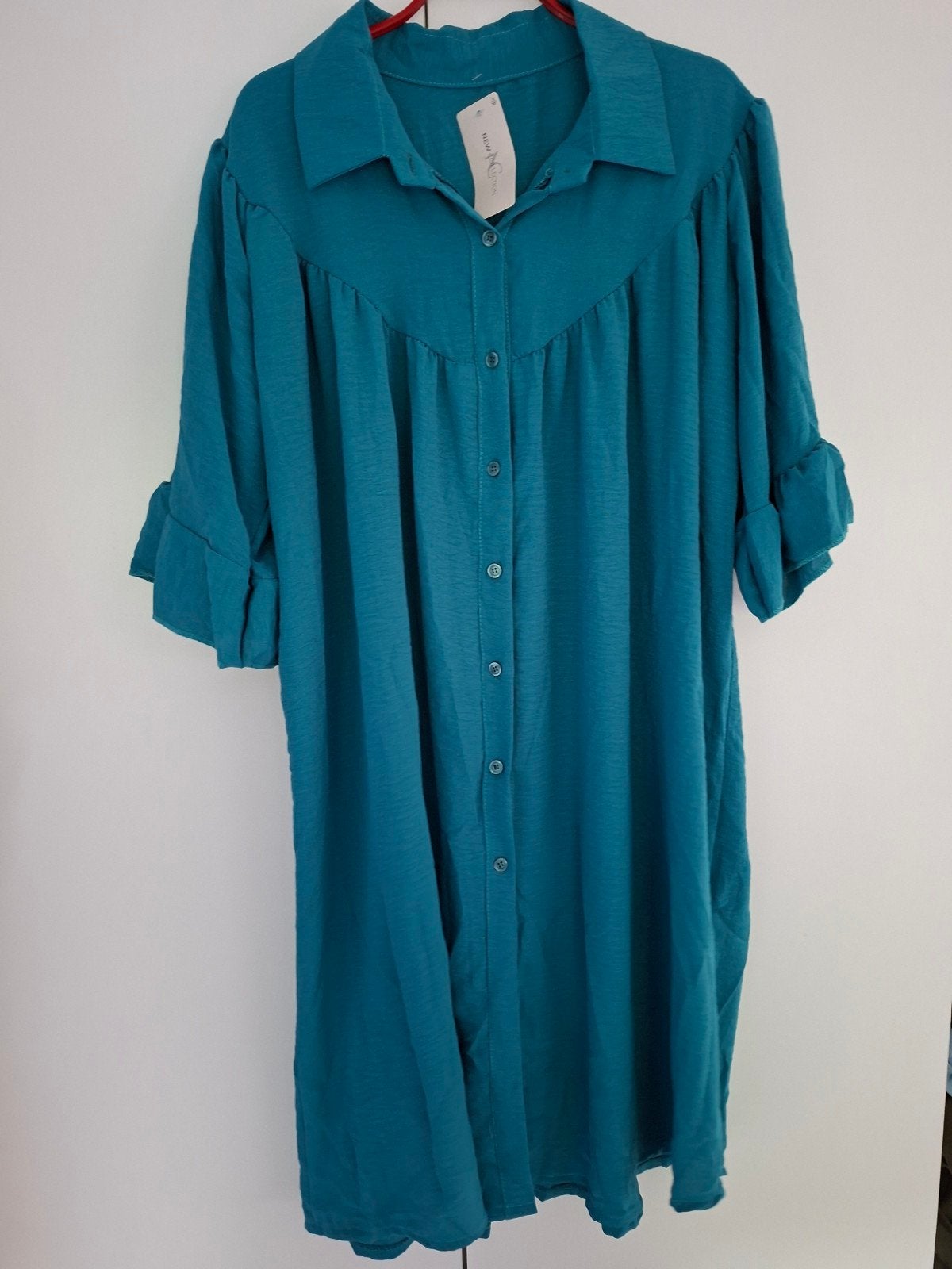 Petrol kleur tuniek 42-52, Kleding | Dames, Ophalen of Verzenden, Nieuw, Maat 46/48 (XL) of groter, Blauw