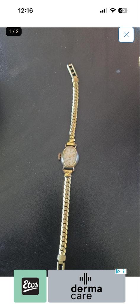 Vintage Polshorloge - Goudkleurig met metalen bandje, Overige merken, Overige materialen, Gebruikt, Polshorloge