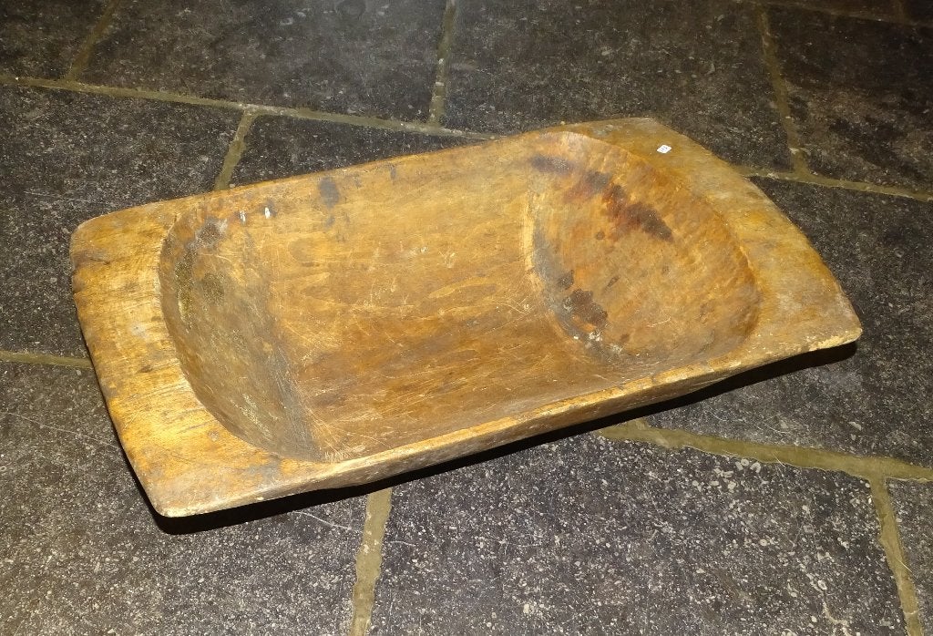 oude houten schaal deegbak mangelbak fruitschaal, Antiek en Kunst, Curiosa en Brocante, Ophalen