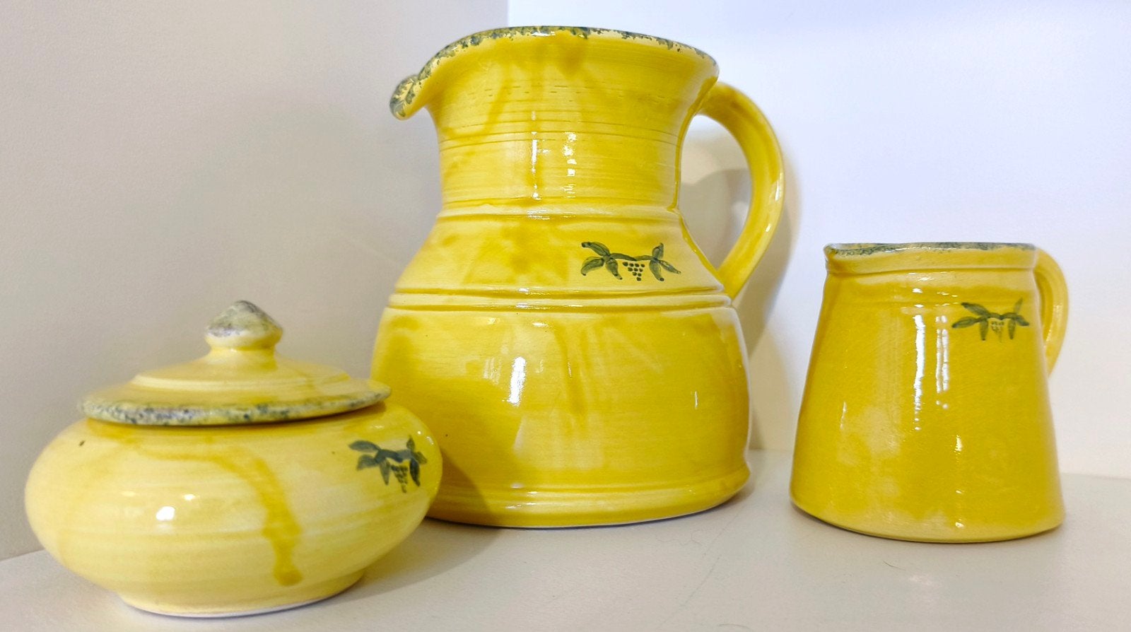 Vintage Jars Céramistes set - 3-delig Frans geel, Antiek en Kunst, Ophalen of Verzenden