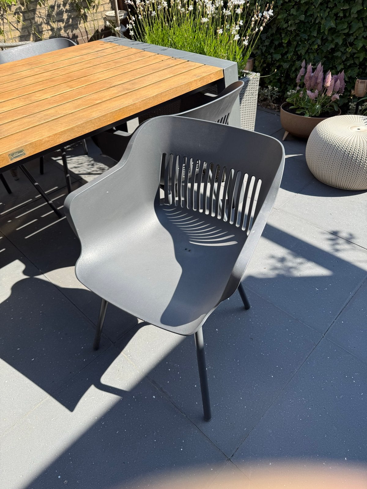 6 antraciet kuipstoelen tuinstoelen Hartmann model Jill, Ophalen, Gebruikt, Kunststof