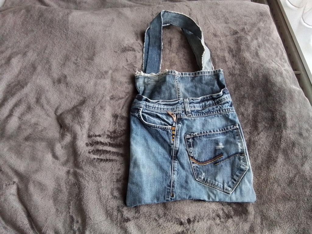 Unieke handgemaakte denim tas van gerecyclede jeans, Ophalen of Verzenden, Gebruikt, Blauw, Handtas