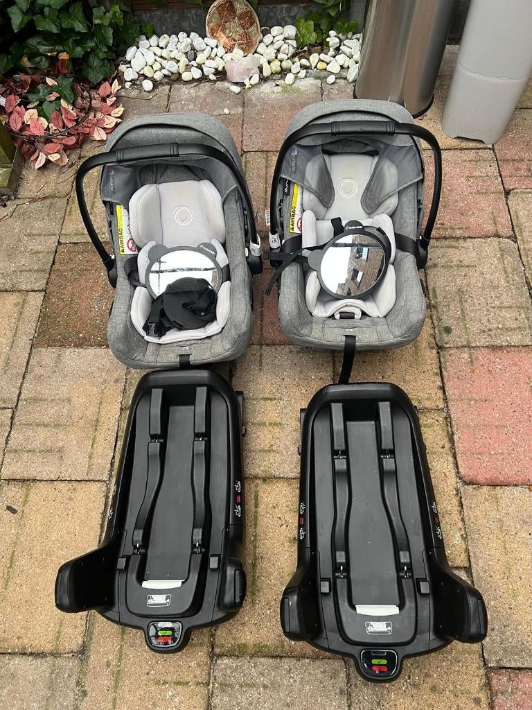 2x Bugaboo Turtle Air autostoel tweeling + isofix + spiegel, Zo goed als nieuw, Isofix, 0 t/m 13 kg, Ophalen