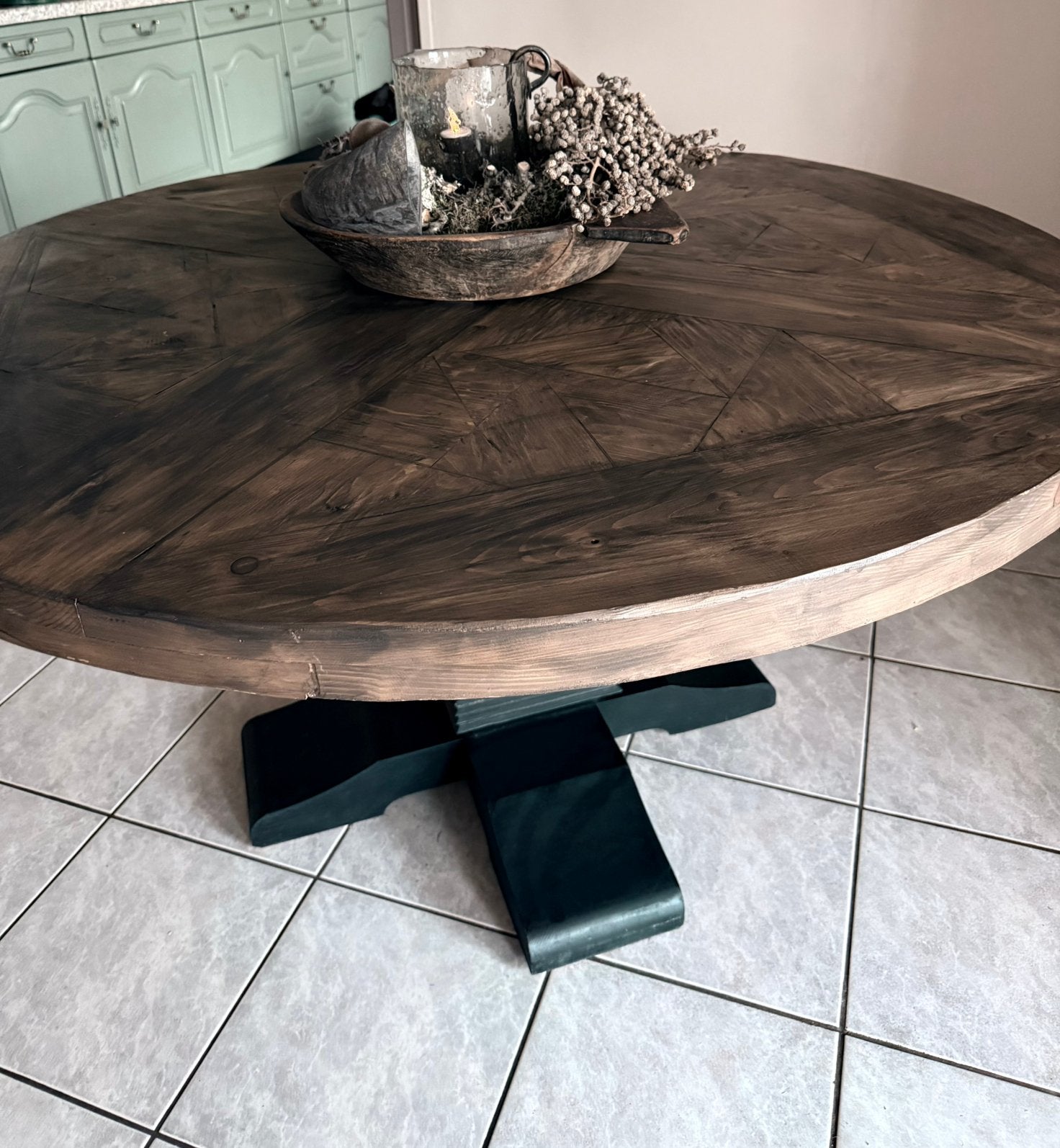 Prachtige ronde eettafel landelijk & sober, Huis en Inrichting, Ophalen, Gebruikt, 100 tot 150 cm, Rond