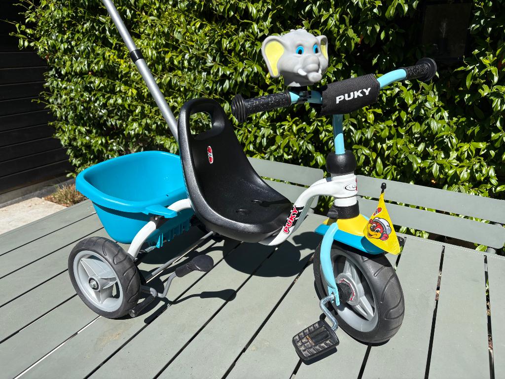 Puky driewieler | met duwstang | wit blauw, Ophalen, Gebruikt, Puky, Duwstang