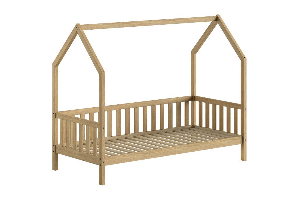 Cabane Nature huisbed met hekje - 90x200 - Massief eiken, Niet ingevuld, Niet ingevuld, Niet ingevuld