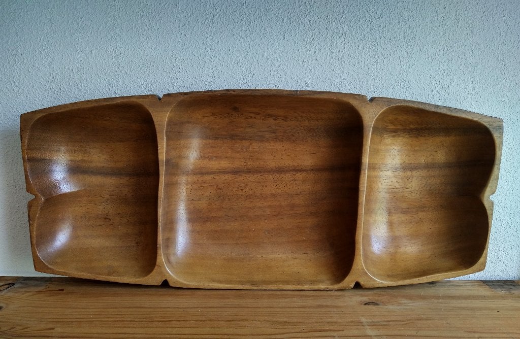 vintage retro teak hout snackschaal teakhout, Huis en Inrichting, Schaal, Ophalen of Verzenden, Zo goed als nieuw, Handgemaakt