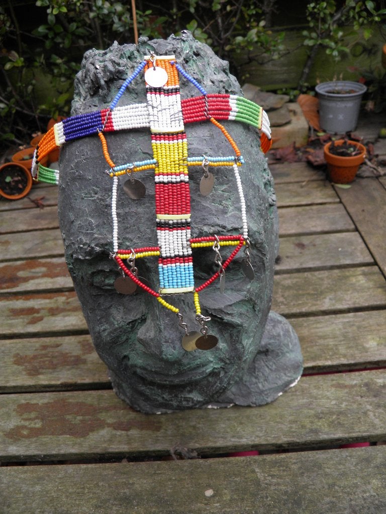 Hoofdtooi van de masaai, Antiek en Kunst, Kunst | Niet-Westerse kunst, Sieraad, Afrika, Meerkleurig, Overige materialen