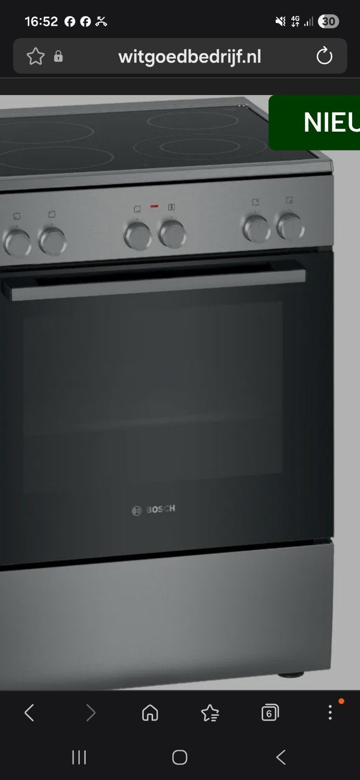 Elektrisch fornuis met oven - Bosch, Zo goed als nieuw, Vrijstaand, Elektrisch, 4 kookzones