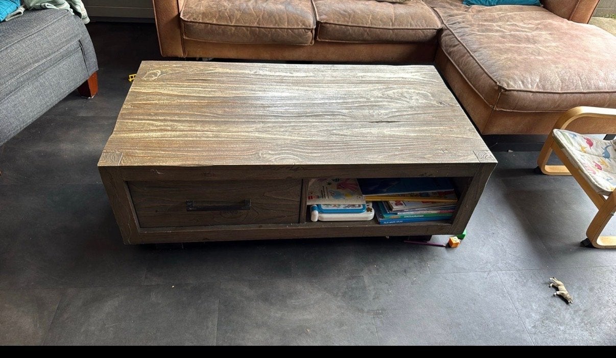 Salontafel Pronto Alesio met lades en opbergvak, Gebruikt, 100 tot 150 cm, Overige houtsoorten, 50 tot 100 cm